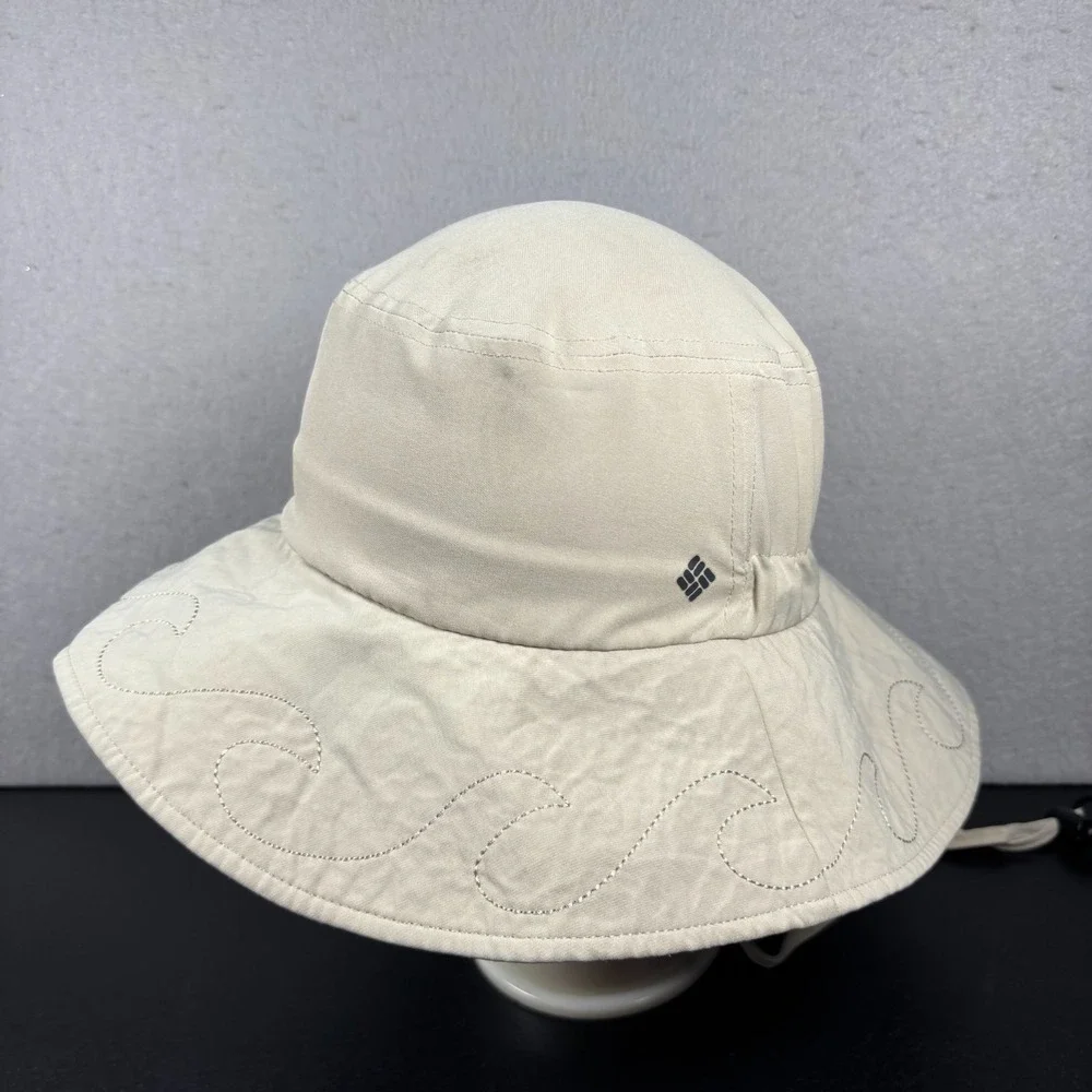 Columbia Womens Bora Bora Booney Sun Hat Beige Wave Embroidery Wide Brim OSFM
